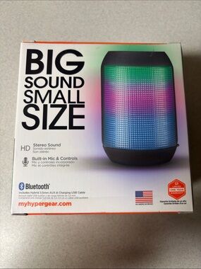 BNIB HYPERGEAR RAVE MINI Bluetooth WIRELESS LED SPEAKER